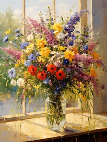 Taxpy Tableaux sur toile peints à la main Peinture à l'huile de belles fleurs,40 * 60cm peintures sur le mur Art imprime image pour salon intérieur décor...