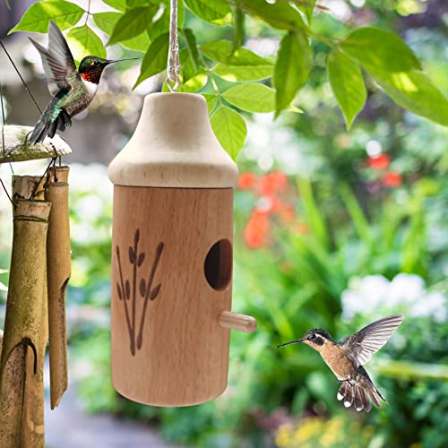 Hummingbird House for Outside 2022 Wooden Hummingbird House for Outside Indoor Hanging Hummingbird Swing Nest for Hummingbird Houses Garden Decor (Style B)