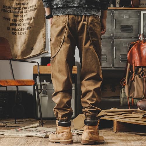 Baggy Jeans Men Outdoor Hiking Relaxed Fit Denim Jogger Travel Streetwear Sweatpants with Elastic Drawstring3