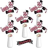 YUJUN 24PCS 2023 Red Graduation Party Centerpiece for Tables Sticks,2023 Congrats Grad Table Toppers