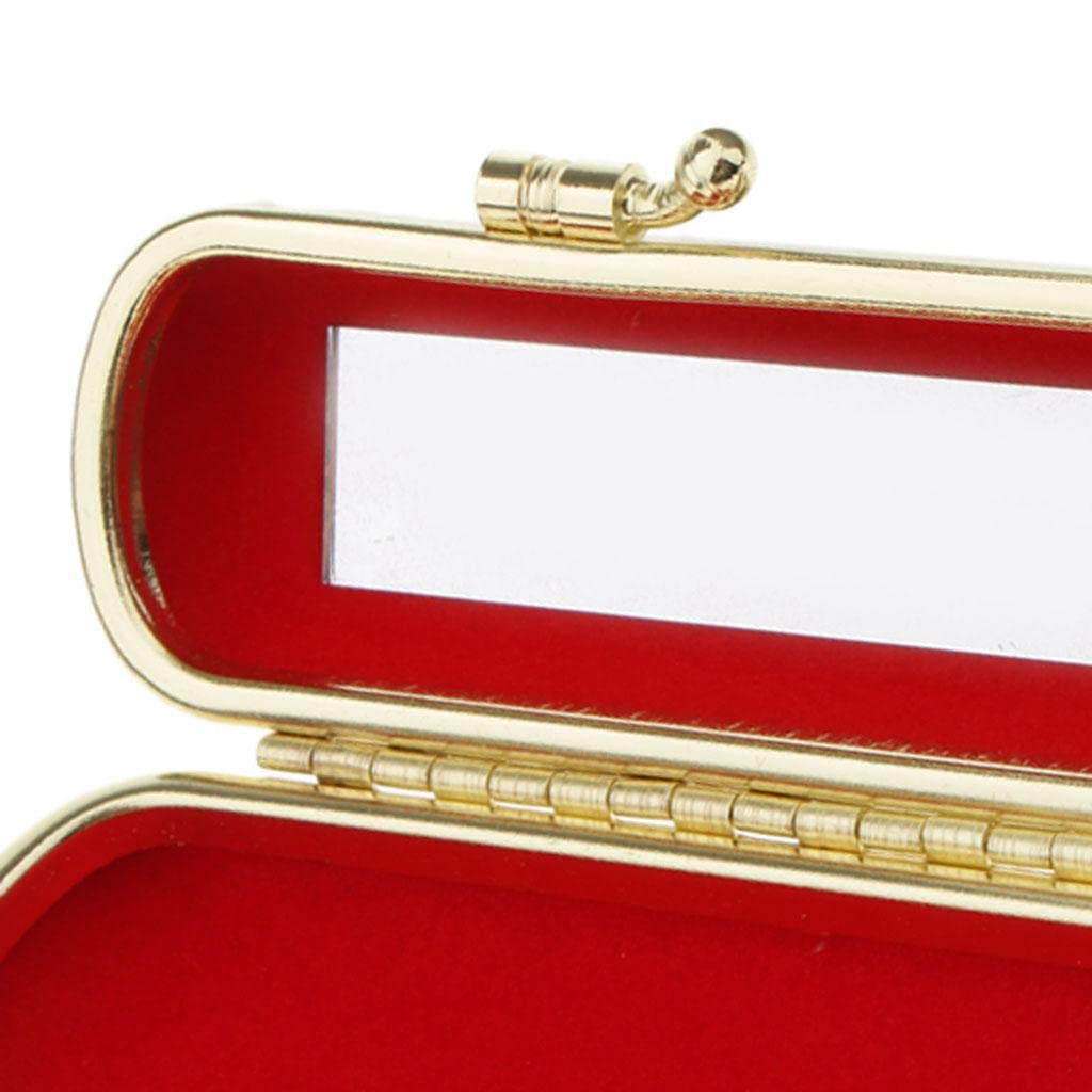 Estuche de piel para pintalabios, brillo de labios, caja de almacenamiento, soporte para bálsamo con espejo, color negro, Juego de 10 (beige), as described, Como descripción