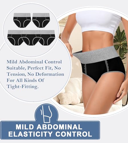 Image of MISSWHO Cotton High Waisted Womens Underwear Soft Stretch Breathable Full Coverage Ladies Panties Multipack