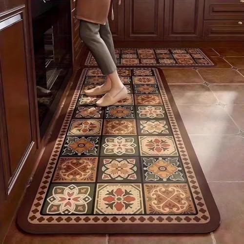 Image of Kitchen Anti Slip Mat for Floor, Waterproof Washable Kitchen Mats, Non Slip Kitchen Floor Mats for Home, Soft Mats for Kitchen, Kitchen Mats for Floor Anti Slip (Vintage-Spanish)