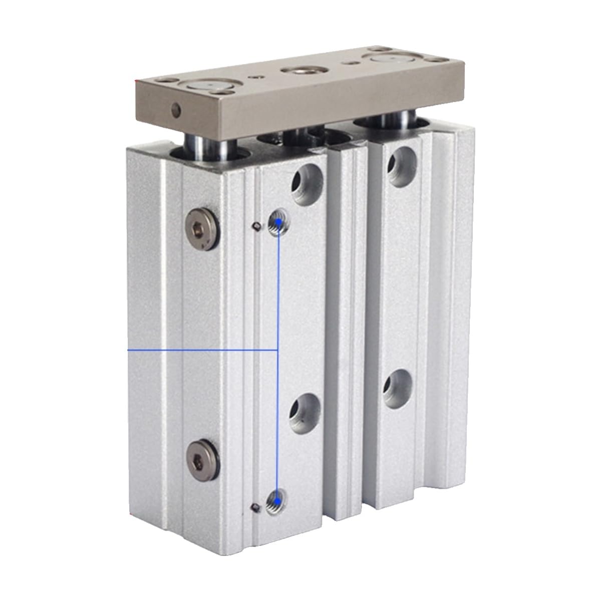 Cylindre pneumatique TCM16X15S à trois tiges de guidage pour automatisation