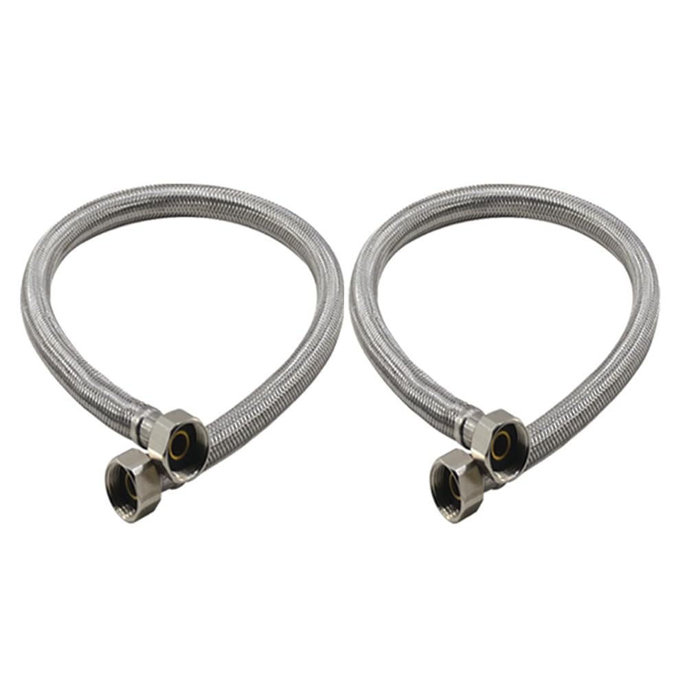 Viking SS304 Connection Pipe Braided (Italia) For Geysers & Pressure Pump - Thread (1)&(2) 10mm (3/8”), Both Inner- Stainless Steel 304 - length 450mm (18”) Finish Steel - Leak-Proof Seal PACK OF 2-image-36