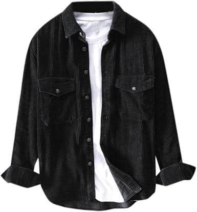 Cenlang Mens Corduroy Shirt Jacket Long 