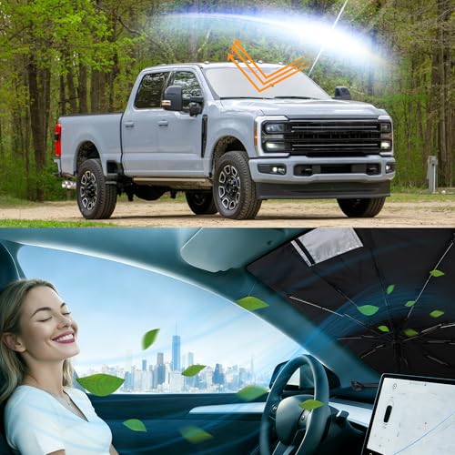 Image of Windshield Sun Shade Umbrella for 2017-2022 Ford Super Duty F250 F350 F450