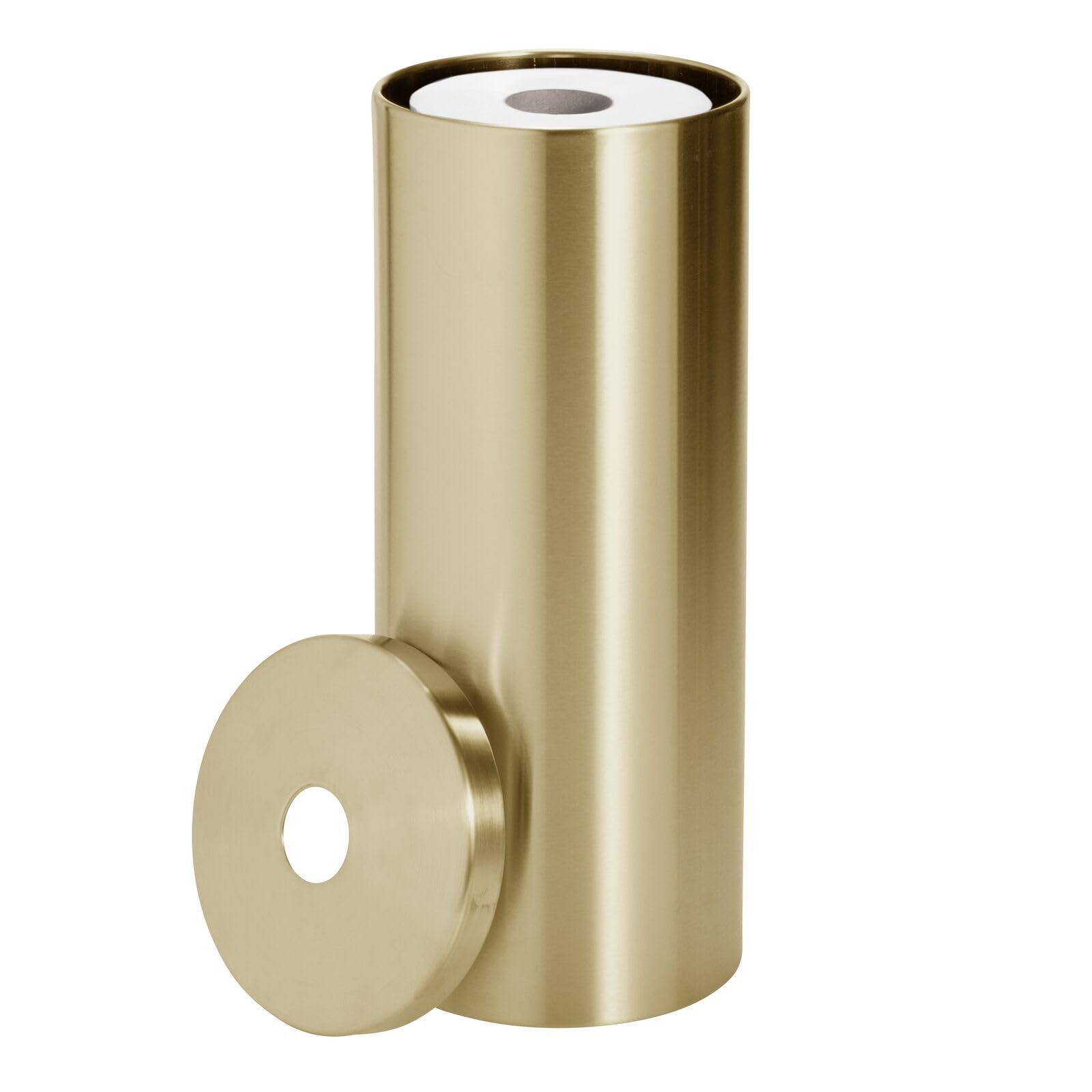 Modern Metal Free-Standing Toilet Paper Holder - 3 Roll Pedestal Toilet Paper Reserve - Toilet Paper Stand Holder for Bathroom Storage - Toilet Paper Roll Stand - Mirri Collection - Soft Brass