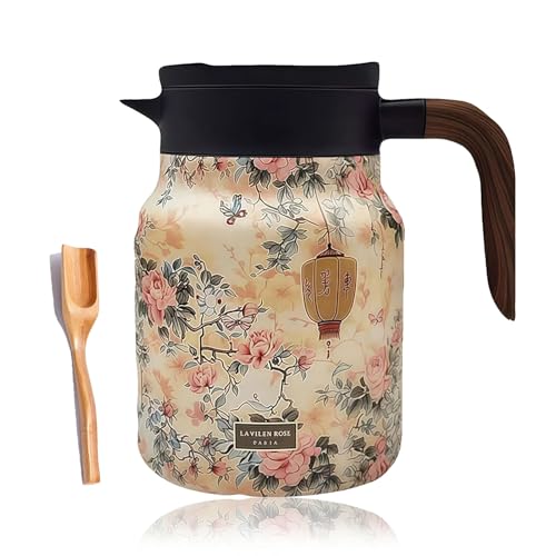 Jarra térmica Doresty Tea con infusor incorporado, diseño floral vintage, 28 oz/35 oz, con tapa(B,28Oz)