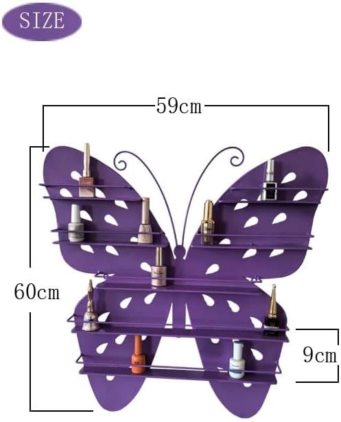 Butterfly Shaped Nail Polish Wall Rack, Essential Oil & Nail Polish Organizer, Metal Floating Storage Holder, for Home and Salon,Pink