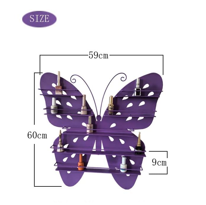 Elegante Expositor De Esmaltes De UñAs, Expositor De Pared con Forma De Mariposa, Organizador De Metal para Aceites Esenciales Y Esmaltes De UñAs, para SalóN En Casa,Rosado
