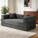 Vipbear 200cm Premium Boneless Couch, 5-in-1 Convertible Pull-Out Modular High-Density Foam 3 Seater Sofas & Couches for Compact Room, Gray - 1