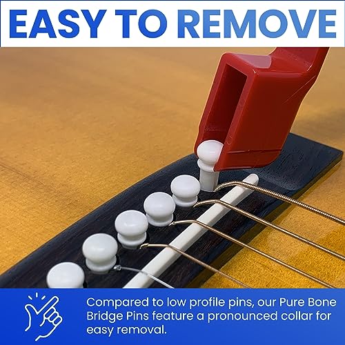 image for Crosby Slotted Pure Bone Bridge Pins for 6 & 12 String Acoustic Guitar