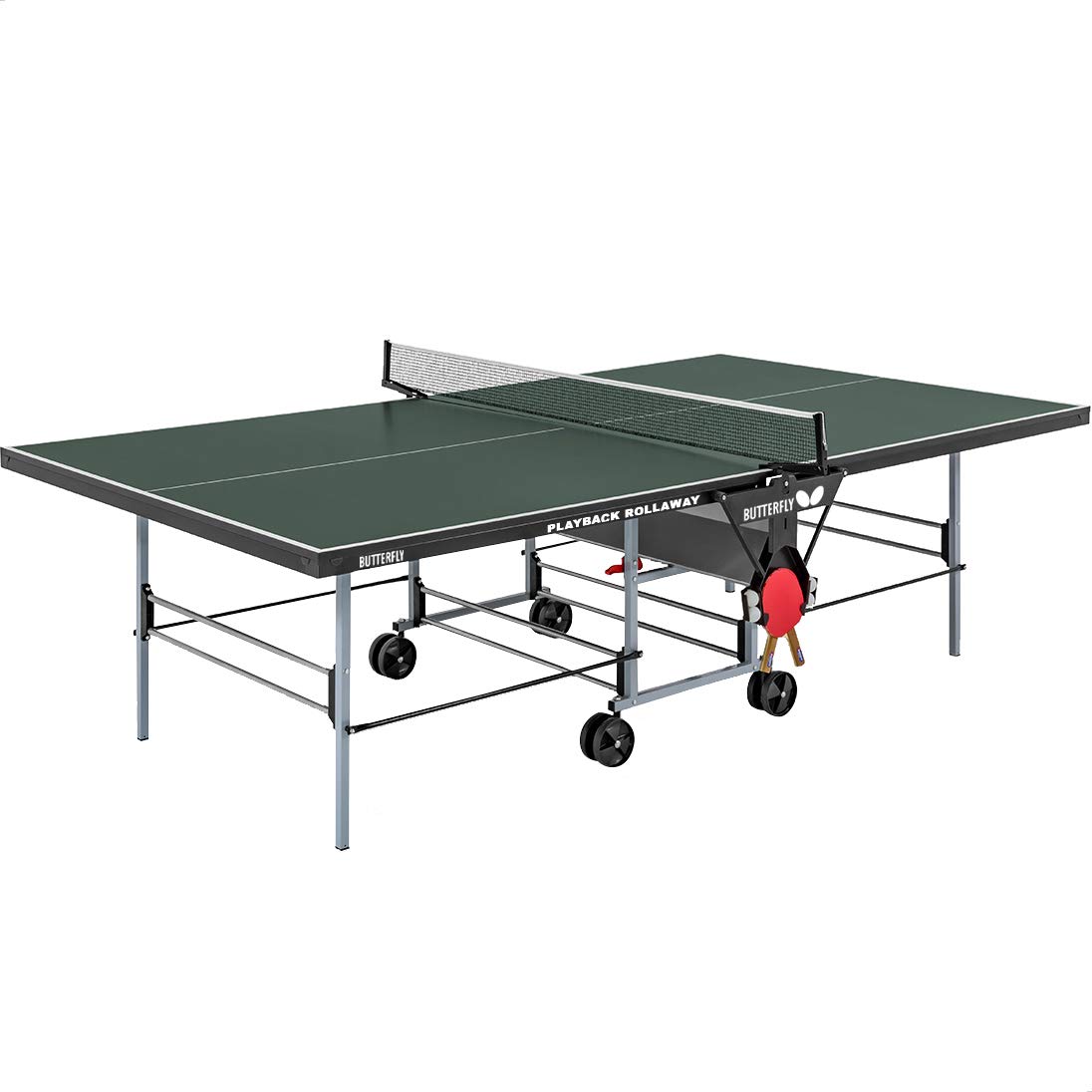 ButterflyPlayback 19 Ping Pong Table | 3/4" Top | Butterfly Folding Ping Pong Table | Wheels-Free for Easy Transport | Includes Racket & Ball Holder | Made In Germany