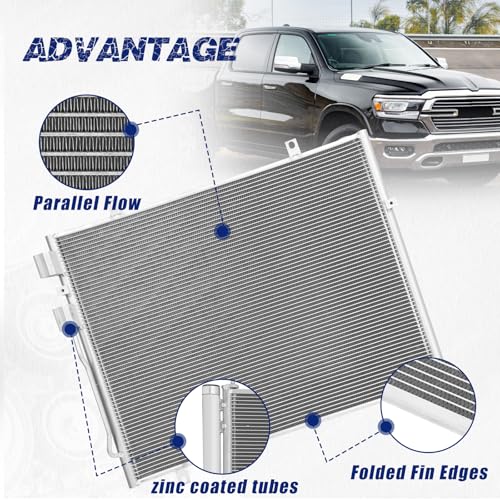 Image of Air Conditioning A /C Condenser Compatible with Dodge Dakota /Mitsubishi Raider /Ram Dakota # 3666, 55056352AC, 55056352AB