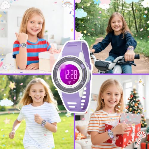 Image of Kids Digital Analog Watches for Girls Boys, 7 Color Lights Waterproof Cute Wristwatches for Kids with Alarm Stopwatch, Great Present for Girls Boys Ages 5-13