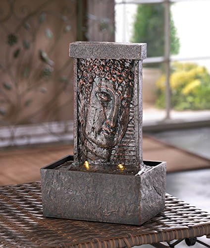 Tabletop Water Fountain Peaceful Buddha Sculpture Modern with Lights Accent