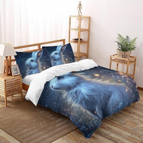 Housse de couette double lapin 2 taies d'oreiller pour garçon - 2