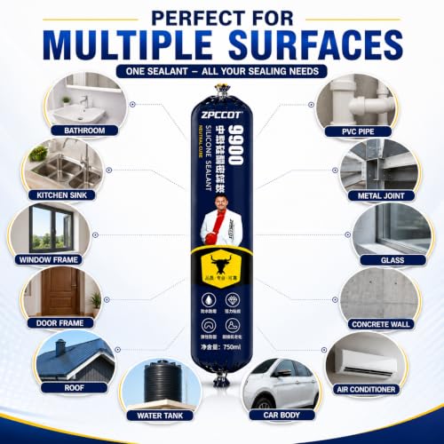 Image of Waterproof Silicone Sealant 750g, Roof Leakage Repair Adhesive, Crack Filling & Joint Sealing Caulk, Weather Resistant for Concrete, Cement, Metal, Tiles, Water Tanks, Indoor & Outdoor