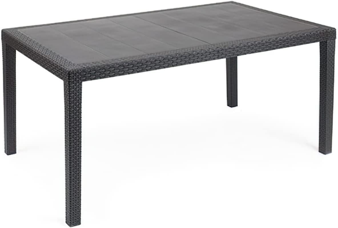 Tavolo Rettangolare In Resina Da Esterno Giardino In Doghe Effetto - Foto 9