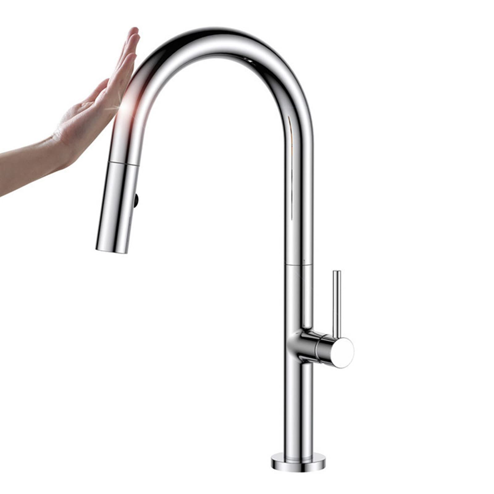 HADECOLL Touch Sensor Pull Out Kitchen Faucets Swivel Brass Multifunction Kitchen Sink Touch Faucet-Black+Rose Gold Beauty Comes,Chrome-A