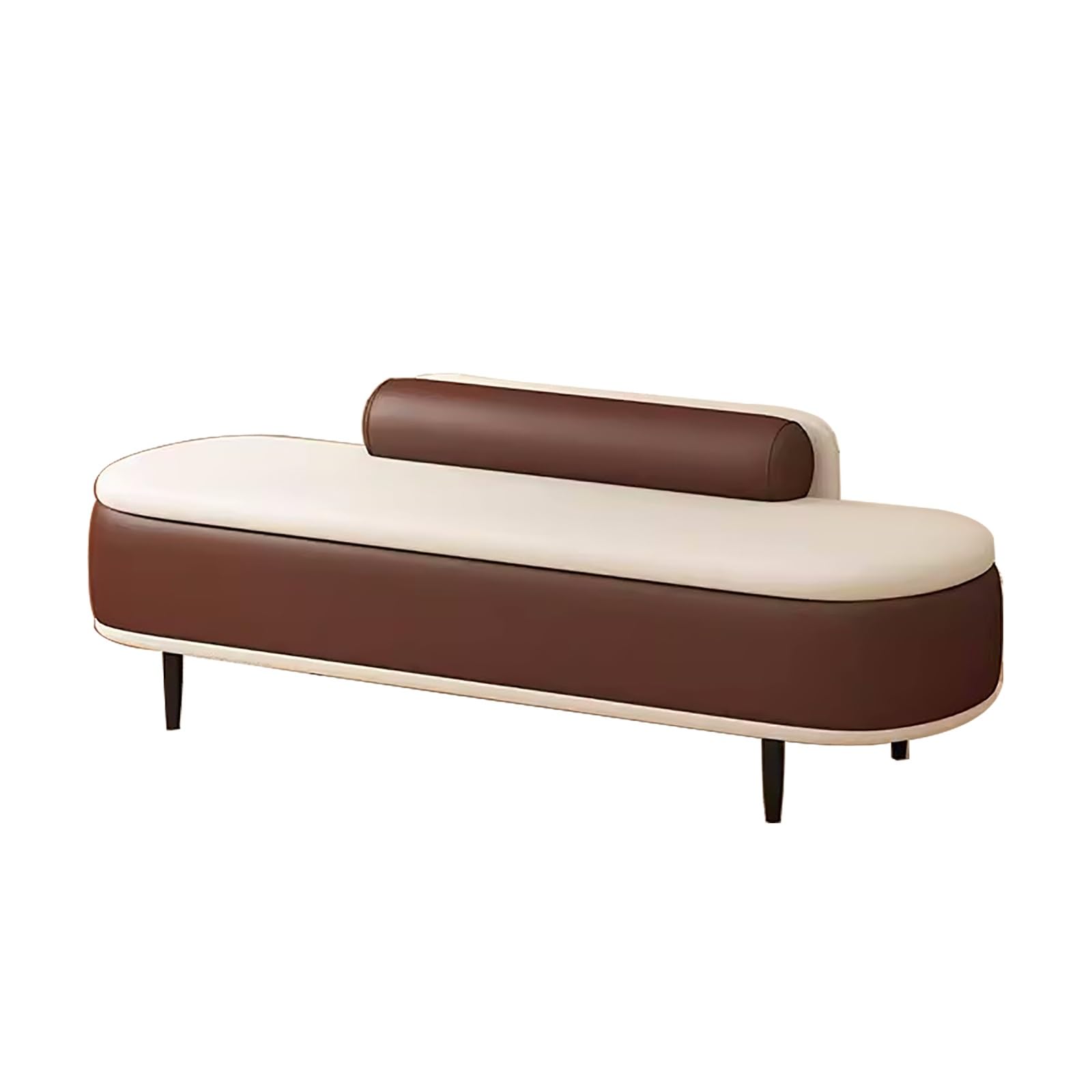 LWJSOCP Modern Storage Ottoman Bench with Cushion Entryway Shoe Bench Faux Leather Footrest Stool (Brown 47.2in/120cm) Stylish Seating & nization Solution