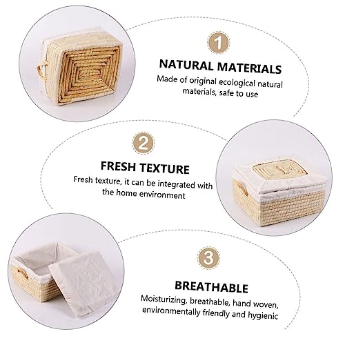 TEHAUX 1Pc Cesta De Pão Pão De Fermento Bandeja Vegetariana Com Tampa Decoração De Frutas Massa De P