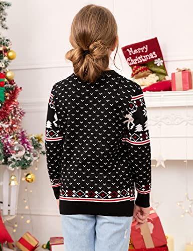Image of MISSKY Family Christmas Sweater Crew Neck Reindeer Snowflakes Knitted Pullover for Women /Men /Kids