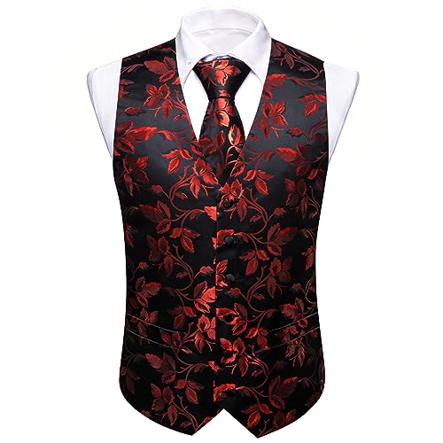 Image of Barry.Wang Formal Men Flower Vest Paisley Jacquard Silk Ties Suit Waistcoat Set Wedding 5PCS
