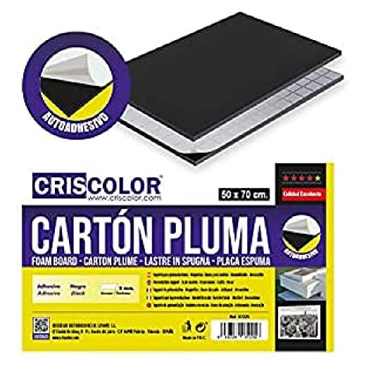 CRISCOLOR CARTÓN PLUMA NEGRO ADHESIVO 50x70cm.