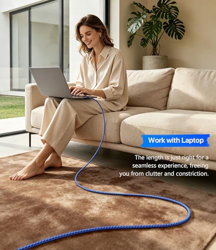 Image of USB C to USB C Cable 240W Fast Charging 10FT, USBC to C Cable iPhone USB C Charger Cable Durable Braided Type C Cable PD3.1 Fast Charging for iPhone 17 /16 /15, Samsung S26, Laptop, MacBook Pro /Air-Blue