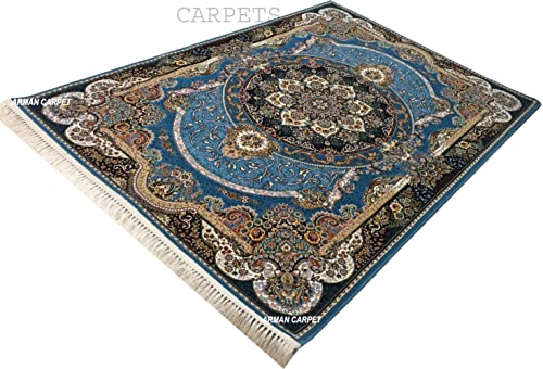 Image of High Density Export Quality Classical Pure Silk Carpet for Your Hall & Living Room 8 X 11 Feet (90x150 cm) Ivory Multi