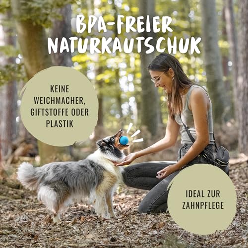 Rudelkönig Hundebälle aus Naturkautschuk - Zwei Bälle mit 6,5cm Ø - Nahezu unzerstörbarer Ball für Hunde