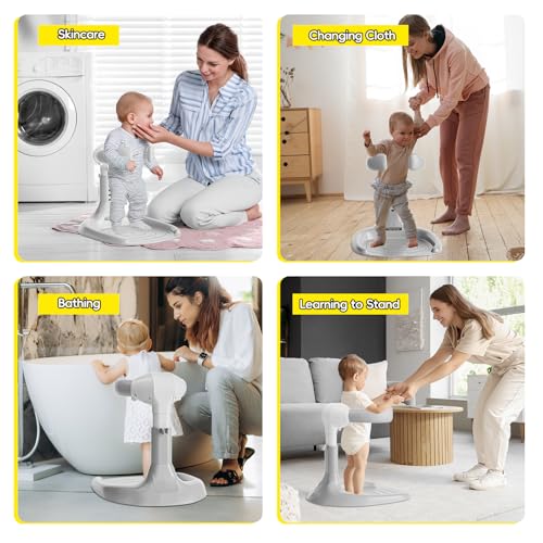 Image of Baby Shower Stand Support, Adjustable Baby Bath Stand with Anti-Slip Base, Foldable Space Saving Baby Standing Bath Maker Anti-Pinch, Ideal Gift for 6-36 Months