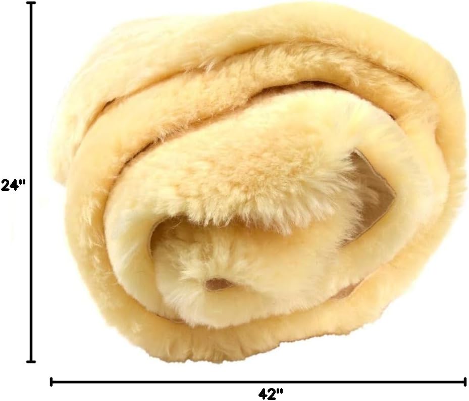 US Sheepskin Medical Sheepskin Rug - Fluffy Rugs for Preventing Bedsores (39.5-43.5 Inches x 24 Inches, Tan)