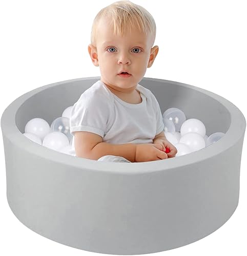 WINTECY Pequeño pozo de bolas de espuma viscoelástica para niños, piscina de bolas suave redonda para juegos de niños pequeños (bolas no incluidas)