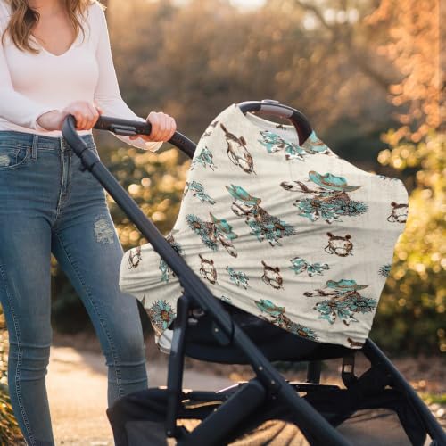 Image of Baby Car Seat Cover Western Horse Car Seat Canopy for Baby