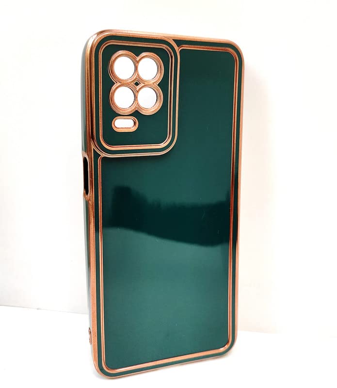 Thuban Soft Silicone Back Cover with Transparent and Golden Frame Case Pattern for Realme 9