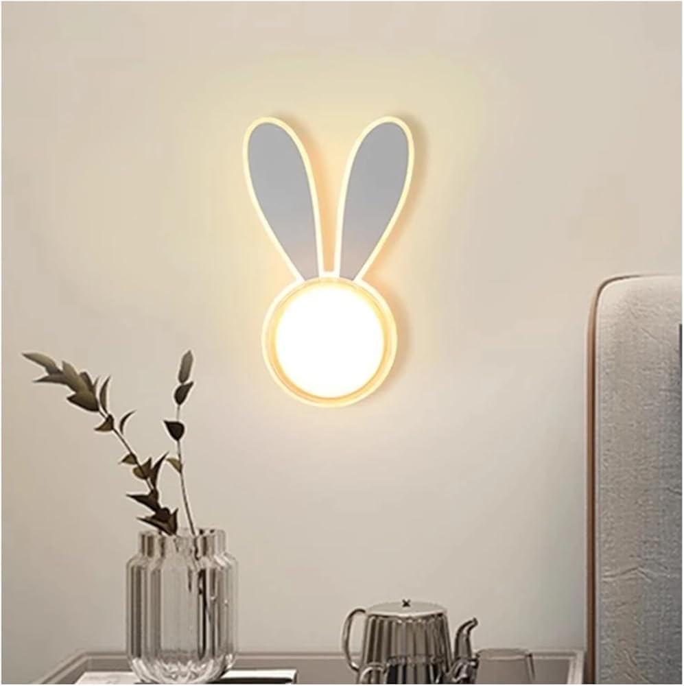 WJJHERRH Children's Room Wall Lamp Cartoon Cute Interior Decoration Boy and Girl Bedroom Bedside Light(White,Cool White)