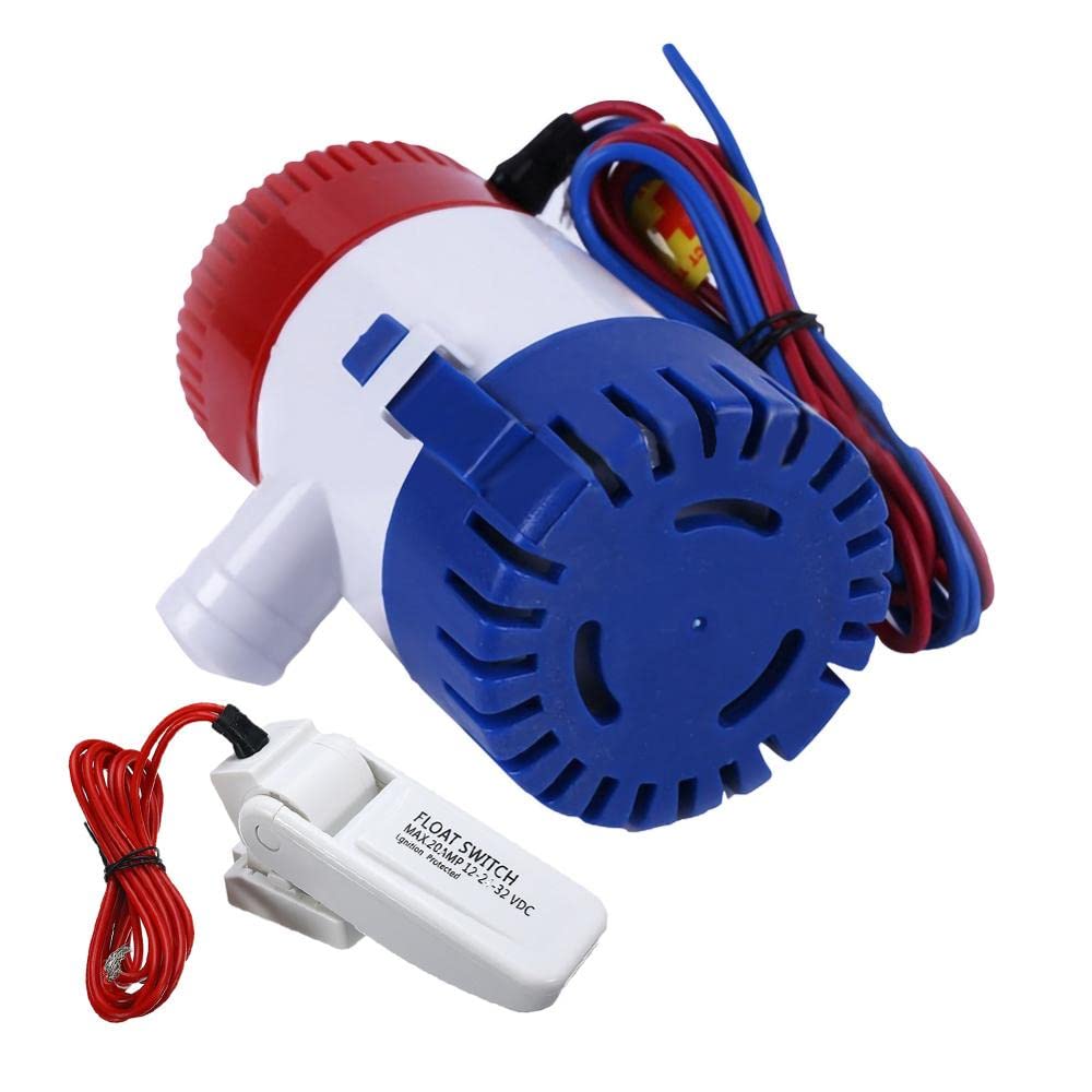 Pompe idrauliche elettriche 110. 0GPH 12 / 24V Pompa dell'acqua del pozzo di sentina sommergibile marino elettrica con interruttore for l'interruttore di controllo automatico della barca Pompe dell'ac