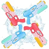 4 Pack Super Water Gun for Kids Adults, Exercise N Play High Capacity Water Soaker Blaster Squirt Toy for Water Fighting Pool Beach Sand Swimming Party