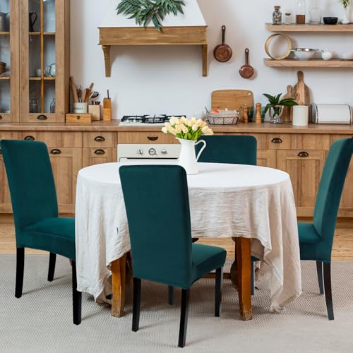Zindoo Velvet Dining Chair Covers Set of 4, Stretch Spandex with Elastic Band Chaircover - Image 4