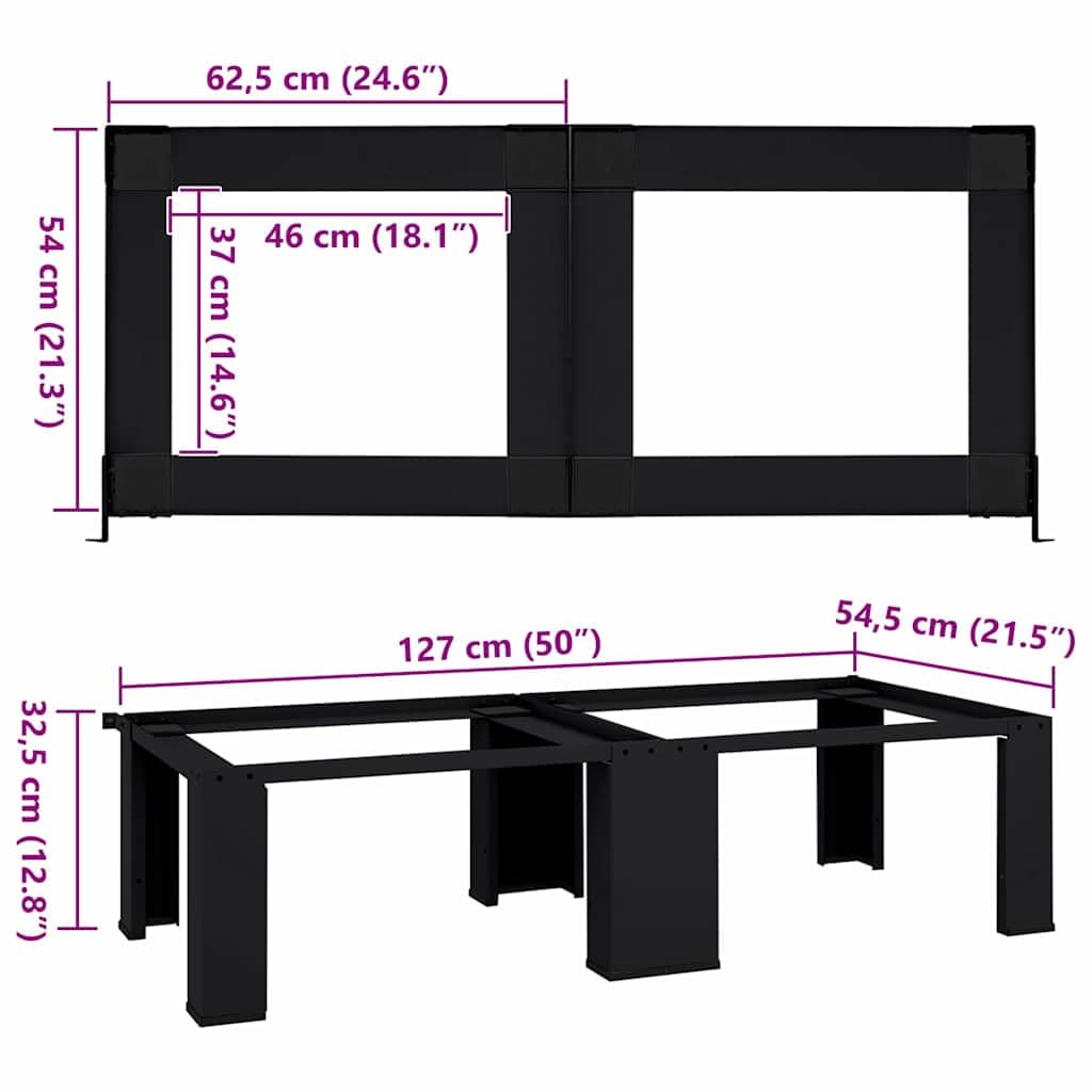 Waschmaschinen-Podest aus Stahl Schwarz 127 x 54,5 x 32,5 cm 2 Stück für Frontlader und Toplader Innenbereich mit verstellbaren Füßen gegen Vibration und Kratzer, Zubehör für Waschautomat