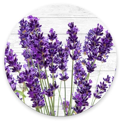 Mouse Pad, Cute Mousepad with Design, Round Purple Lavender Flowers Mat, Small Non-Slip Rubber Gaming Pads, Office Home Personalized Pad 7.9×7.9×0.12 inches