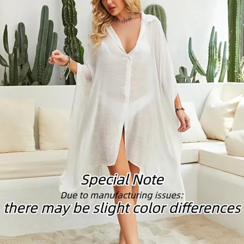 Chalier Womens Loose Bathing Suit Cover Ups, Beach Swimwear Button Down Shirt Dress4