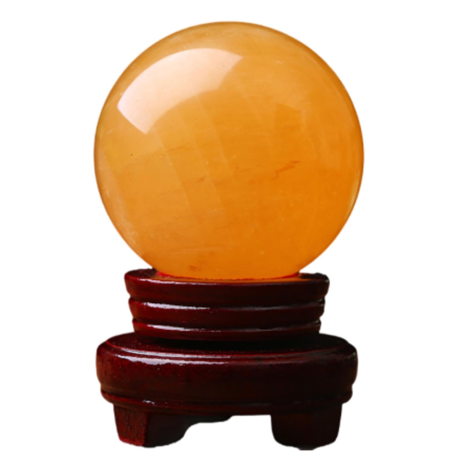 Bola de cristal amarillo de espato de Islandia de 12cm para decoraciones exclusivas de salón