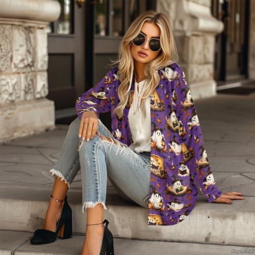 Image of Forchrinse Red Ladybug Cardigan for Women Causal Long Sleeve Open Front Cardigans Sweater Fashion 2024 Fall Coat with Pockets