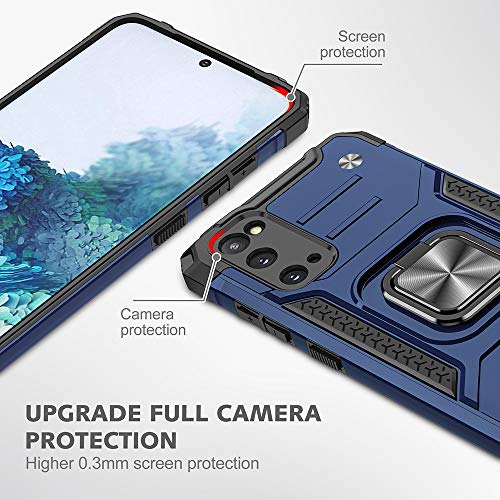Hnhygete Samsung Galaxy S20 Fe Case, Samsung S20 Fe 5G Case, Hard Rubber Bumper With 360° Rotation Ring Kickstand Fit Cases For Samsung Galaxy S20 Fe 5G (Blue) #TOP2