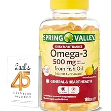 Spring Valley Omega-3 500 mg, 180 Count, from Fish Oil, Omega 3 Dietary Supplements Bundle with Luals 45 Diabetes Decoded