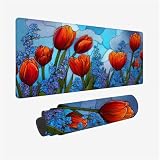 Tappetino Mouse XXL 1200x600x3mm, Fiore Tappetino Mouse, Rosso Tappetino Scrivania Superficie Speciale, Migliora la Precisione Mousepad Accessori Gaming impermeabile e antiscivolo per Computer, PC